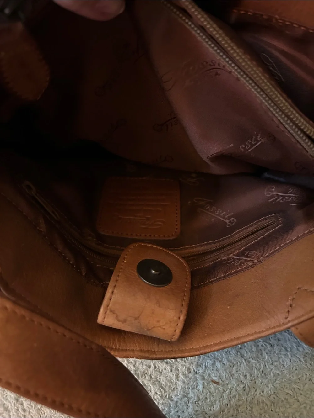 Classic Tan Leather Shoulder Bag By Fossil
